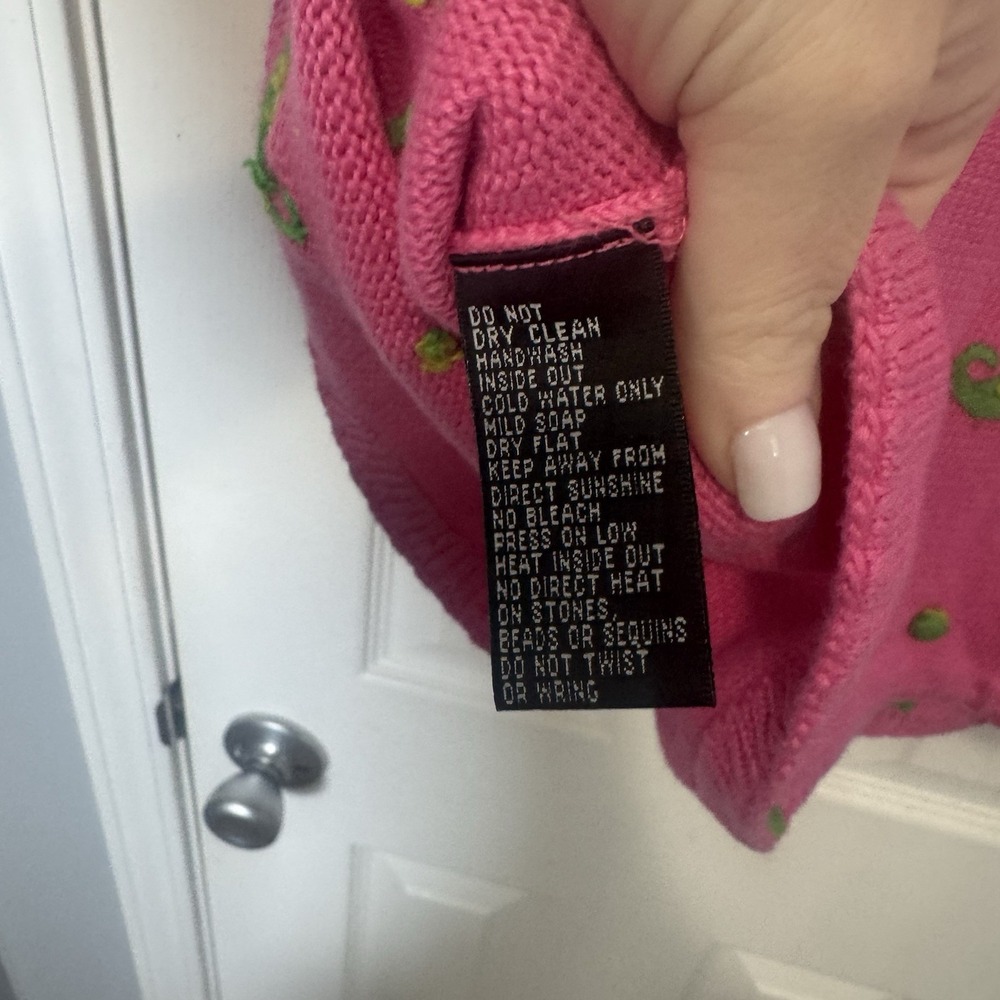 Vintage 90's Michael Simon Sequin Sweater Sz Medium M Peas Pink Green - Picture 5 of 5